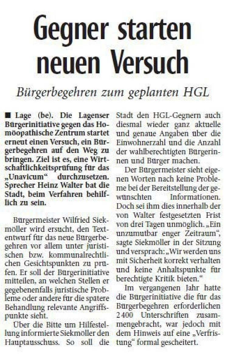 Neuer Versuch gegen das HGL - © LZ-Archiv