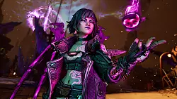 Nicht nur ein cooles Outfit, sondern auch coole Fähigkeiten zeichnen Vex aus. Unser Haustier "Trouble" sorgt ebenfalls für Chaos. - © Gearbox Software