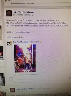 Aufzeichnung: So bewarb er auf Facebook seinen Auftritt bei RTL.