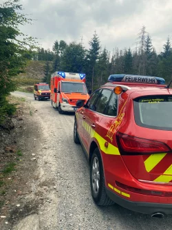 Die Feuerwehr Detmold unterst&uuml;tzte den Rettungsdienst bei der Versorgung des Verletzten auf dem Senne-Radweg im Bereich der Gausek&ouml;te. - &copy; Feuerwehr Detmold