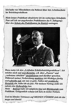 Sch&uuml;ler, Eltern und Kollegen zeigten sich entsetzt &uuml;ber den Inhalt des Arbeitsblattes. - &copy; Repro: NW