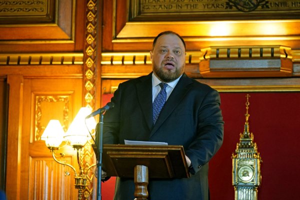 Bei einem Auftritt in Schweden hat der ukrainische Parlamentspräsident Ruslan Stefantschuk die bereits bekannten «roten Linien» der Ukraine wiederholt. (Archivbild) - © Yui Mok/PA Wire/dpa