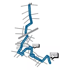 Der Streckenverlauf des Carnival der Kulturen. - © Screenshot NW