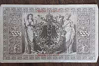 Rückseite einer Reichsbanknote im Wert von tausend Mark von 1910. - © Foto: Köhring