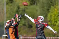 Eindrücke von der U19-Begegnung zwischen den TuS Kachtenhausen White Hawks und der SG Hamm Aces/Sauerland Mustangs. Die White Hawks siegen 40:0. - © EGON PENNER