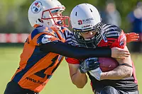 Eindrücke von der U19-Begegnung zwischen den TuS Kachtenhausen White Hawks und der SG Hamm Aces/Sauerland Mustangs. Die White Hawks siegen 40:0. - © EGON PENNER