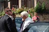 Bundespräsident Frank-Walter Steinmeier kommt zum Sommerinterview in den Lippischen Hof in Bad Salzuflen. ZDF-Moderation Bettina Schausten führt das Interview, das für das Politmagazin "Berlin direkt" aufgezeichnet wurde. - © Heidi Stork