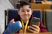 Rund 70 Nachwuchsstudenten nahmen an der vierten Vorlesung der LZ-Kinderuni zum Thema: "Mobile Medien - wie die Apps aufs Handy kommen" teil. - &copy; Bernhard Preu&szlig;