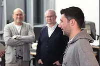Stephan Salger wird in der LZ Sportredaktion begrüßt - © Vera Gerstendorf-Welle