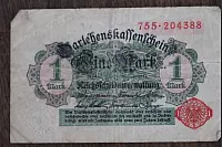 Vorderseite eines Darlehnskassenscheins von 1914 im Wert von einer Mark. Foto Köhring - © Freya Köhring(LZ)