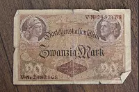 Vorderseite eines Darlehnskassenscheins im Wert von zwanzig Mark von 1914. - © Foto: Köhring
