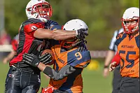 Eindrücke von der U19-Begegnung zwischen den TuS Kachtenhausen White Hawks und der SG Hamm Aces/Sauerland Mustangs. Die White Hawks siegen 40:0. - © EGON PENNER