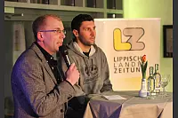 Sportredakteur Sebastian Lucas und Arminenspieler Stephan Salger. - © Vera Gerstendorf-Welle