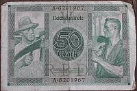 Rückseite einer Reichsbanknote im Wert von fünfzig Mark von 1920. - © Foto: Köhring