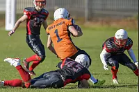 Eindrücke von der U19-Begegnung zwischen den TuS Kachtenhausen White Hawks und der SG Hamm Aces/Sauerland Mustangs. Die White Hawks siegen 40:0. - © EGON PENNER