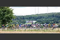 Das Fahrerfeld fährt hinter italienischen Fahrer Jacopo Mosca vom Lidl-Trek-Team durch die Landschaft bei Paderborn. Foto: Jan Woitas/dpa - © Jan Woitas/dpa