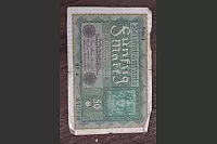 Vorderseite einer Reichsbanknote im Wert von fünfzig Mark von 1919. - © Foto: Köhring
