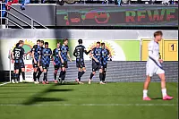 18.10.2025, Fussball, 2.Liga, Saison 2024/2025, SC Paderborn 07 - DSC Arminia Bielefeld, Mika Baur (SC Paderborn 07) freut sich über das Tor zum 1:1,
Foto: Teresa Kroeger - © Teresa Kroeger