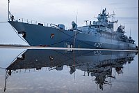 Die Fregatte «Bayern» vor dem Auslaufen auf die Ostsee. - © Jens Büttner/dpa