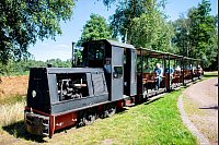 Das Freigelände des Moormuseums kann man an Bord der sogenannten Moorbahn erkunden. - © Hauke-Christian Dittrich/dpa/dpa-tmn