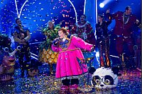 Sängerin Loi steht als Figur „Der Panda“ im Finale der Prosieben-Show „The Masked Singer“ auf der Bühne. - © Rolf Vennenbernd/dpa
