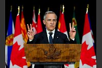 Mark Carney, Premierminister von Kanada, erwartet, dass US-Präsident Trump bald das Gespräch mit den Kanadiern suchen wird, da er erwartet, dass die US-Amerikaner unter Trumps Handelskrieg leiden werden. - © Sean Kilpatrick/The Canadian Press via AP/dpa
