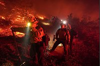 Brände in Kalifornien: Feuerwehrleute bekämpfen die Flammen. - © Jae C. Hong/AP/dpa