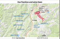 Über 300 Seen zählt man im Trentino; die Region wird gerne als Klein-Finnland bezeichnet. - © dpa-infografik GmbH/dpa-tmn