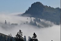 Sonne auf dem Berg, Nebel im Tal - Inversionswetterlage im Mangfallgebirge - © Uwe Lein/dpa