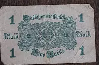 Rückseite eines Darlenskassenscheins von 1914 im Wert von einer Mark. Foto Köhring - © Freya Köhring(LZ)