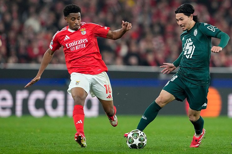 Benfica Lissabon (l) und die AS Monaco lieferten sich ein wildes Spiel. - © Armando Franca/AP/dpa