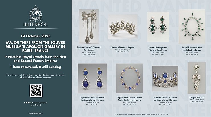 Das BKA und Interpol sind nach dem Einbruch in den Louvre in die Fahndung einbezogen (Handout-Foto). - © Uncredited/Interpol via AP/dpa