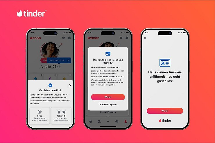 Die Ausweisverifizierung soll in Deutschland bis zum Ende des Sommers komplett ausgerollt sein. - © Tinder/dpa-tmn