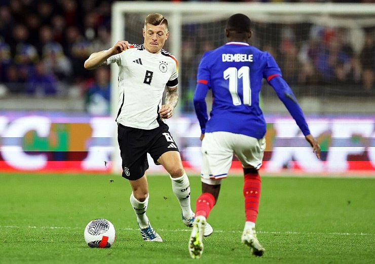 Im M&auml;rz 2024 feierte Kroos sein Comeback - gegen Frankreich leitete er die deutsche F&uuml;hrung ein. - &copy; Christian Charisius/dpa