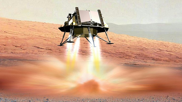 Die Landung auf dem Mars gilt als sehr herausfordernd (grafische Darstellung) - © -/Airbus/dpa