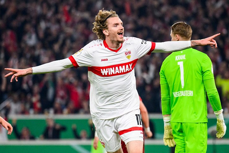 Nick Woltemade traf für den VfB Stuttgart. - © Tom Weller/dpa