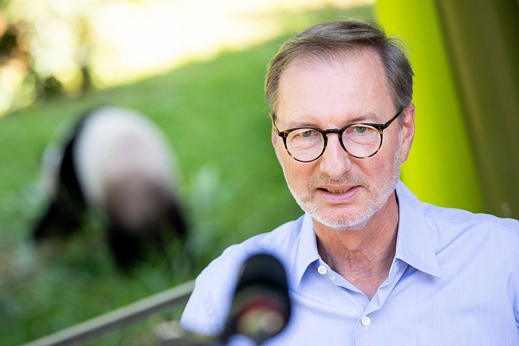 Zoo-Direktor Andreas Knieriem hatte sich Zwillinge gewünscht. - © Sebastian Gollnow/dpa