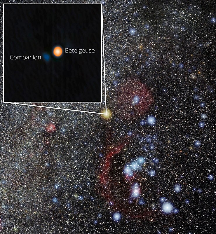 Der Stern Beteigeuze (engl. Betelgeuse) an einer Schulter des Sternbilds Orion hat wahrscheinlich einen Companion. - © --/International Gemini Observatory/NOIRLab/NSF/AURA/dpa