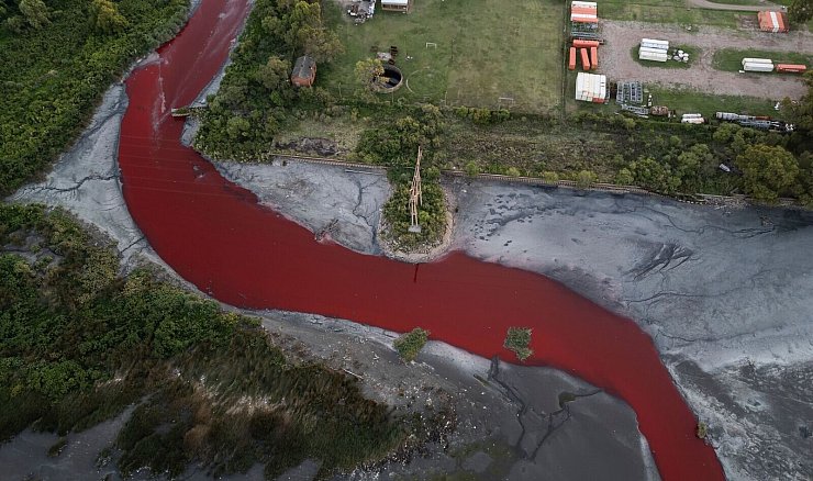 Das Umweltministerium der Provinz Buenos Aires entnahm Wasserproben zur chemischen Analyse. - © Rodrigo Abd/AP/dpa