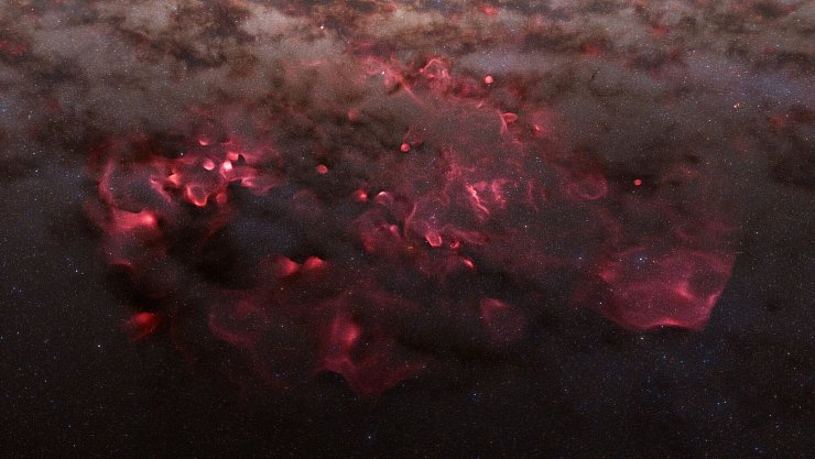 Die Karte reicht bis zu 4.000 Lichtjahre zurück und basiert auf Beobachtungen der langjährigen Beobachtungssonde «Gaia». - © -/ESA/Gaia/DPAC, S. Payne-Wardenaar, L. McCallum et al (2025)/dpa