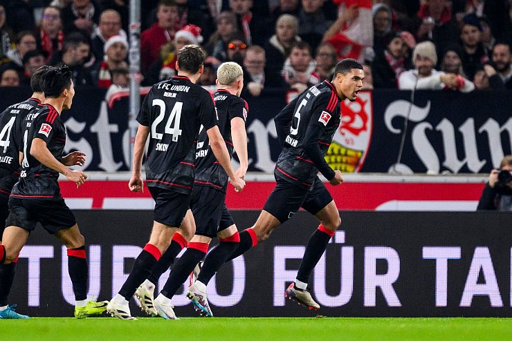 Union jubelt über das 1:0. - © Tom Weller/dpa