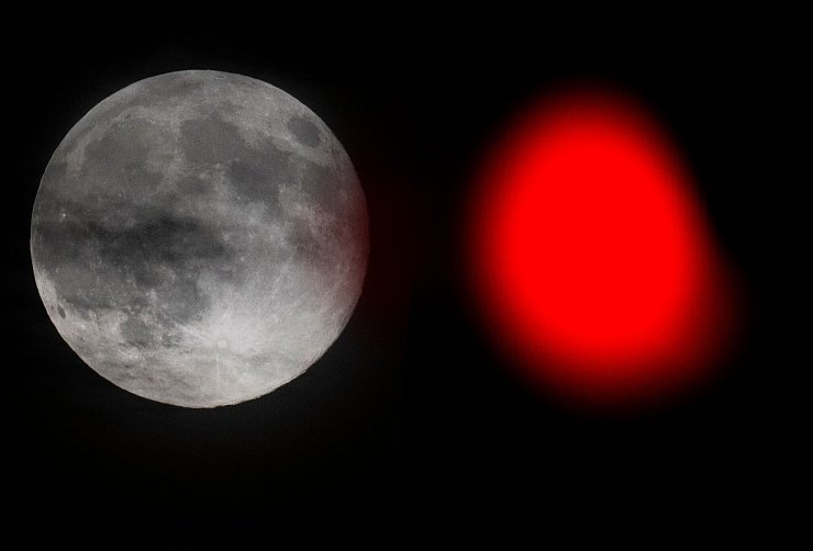 Der Mond ist teils mehr als 400.000 Kilometer von der Erde entfernt, am Mittwoch waren es rund 50.000 Kilometer weniger. - © Boris Roessler/dpa