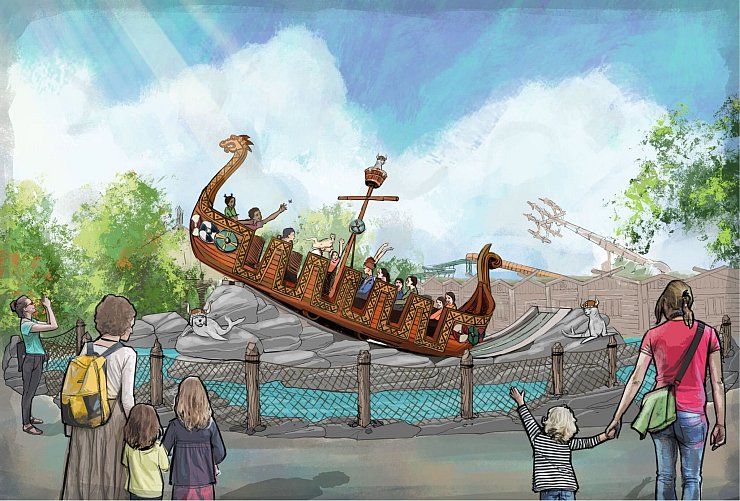 Eine Bootsfahrt, die ist lustig: Bei «Einars Fjordfahrt» (Visualisierung) im Hansa-Park dürfen auch die Kleinsten zusteigen. - © Hansa-Park/dpa-tmn