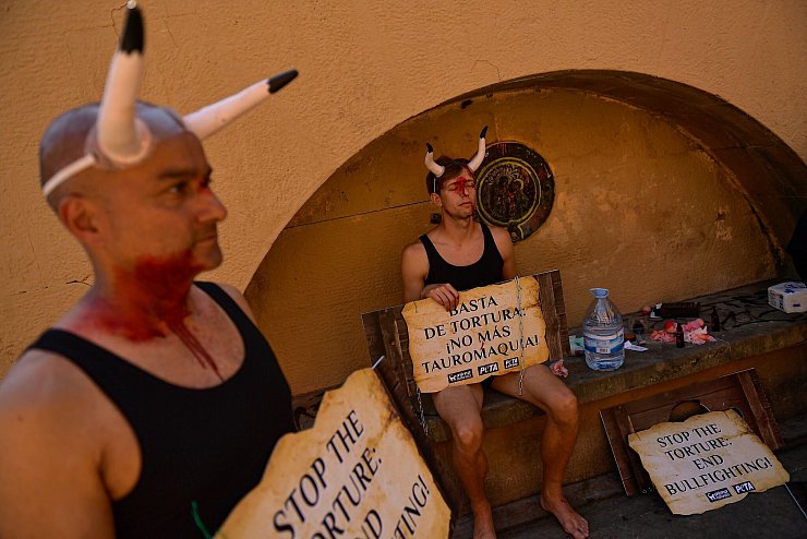 Die Stierhatz von Pamplona ist zunehmend umstritten. - © Alvaro Barrientos/AP/dpa