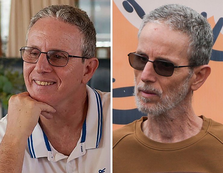 Ohad Ben Ami auf einem undatierten Bild vor der Entführung und bei seiner Freilassung aus der Geiselhaft. - © Uncredited/Abdel Kareem Hana/Hostages Family Forum/AP/dpa