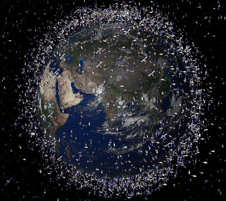 In Wirklichkeit sind die Satelliten viel kleiner als auf dem computergenerierten Bild - aber es sind wirklich Tausende. - © ESA/dpa