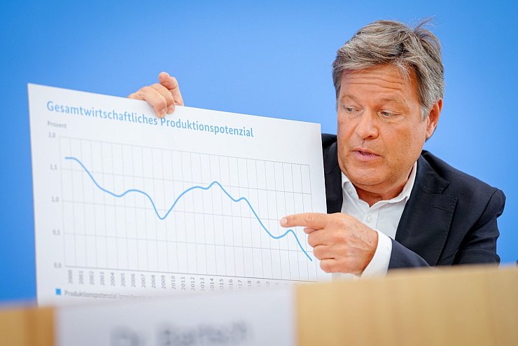 Der geschäftsführende Wirtschaftsminister Robert Habeck (Grüne) erwartet für 2025 nur eine Stagnation der deutschen Wirtschaft. (Archivbild) - © Kay Nietfeld/dpa