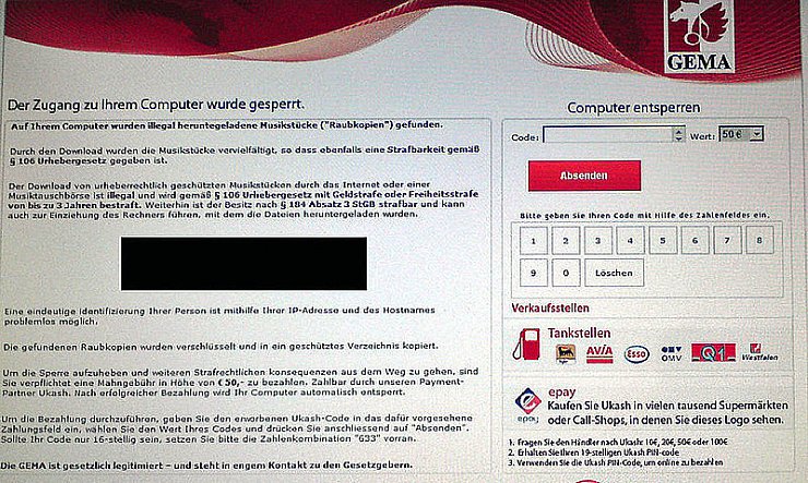 So sieht der Gema-Trojaner aus. - © Quelle: blog.botfrei.de