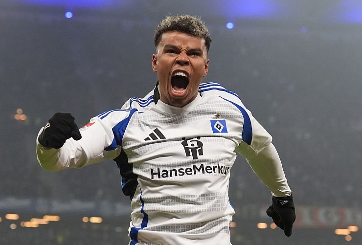 Entscheidender Mann gegen den 1. FC Köln: HSV-Siegtorschütze Ransford Königsdörffer. - © Marcus Brandt/dpa
