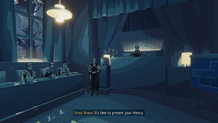 Verhandlung: Der düstere Stil von «The Darkest Files» ist so bedrückend wie die Fälle, um die es geht. - © Paintbucket Games/dpa-tmn